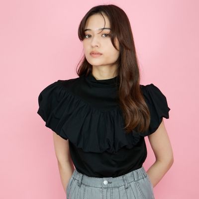 シルケットカットフリルトップス≪手洗い可能≫