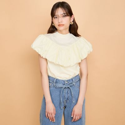 シルケットカットフリルトップス≪手洗い可能≫