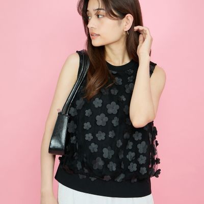 QUEENS COURT（Women）/クイーンズコート ３Ｄフラワーチュールレイヤードプルオーバー≪手洗い可能≫