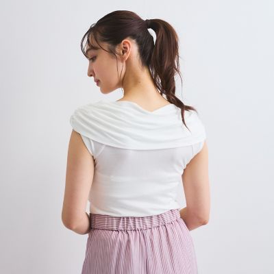 フロントクロスオフショルカットトップス≪手洗い可能≫