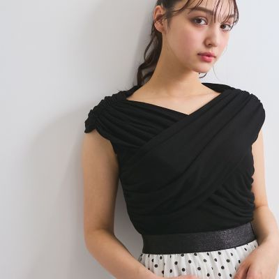 フロントクロスオフショルカットトップス≪手洗い可能≫