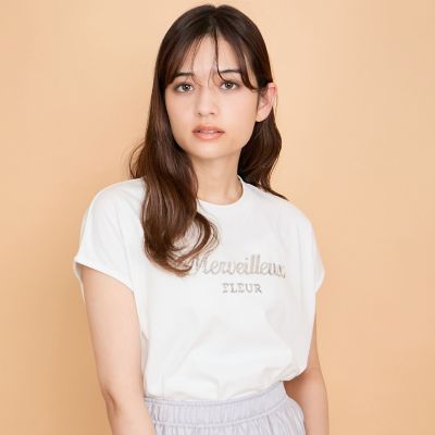 スパンコール刺繍ロゴＴシャツ≪手洗い可能≫