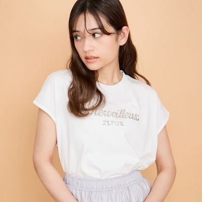 スパンコール刺繍ロゴＴシャツ≪手洗い可能≫