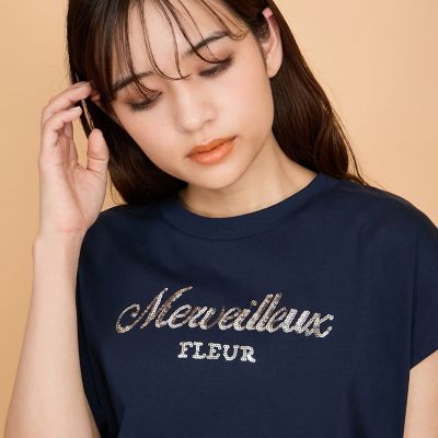 スパンコール刺繍ロゴＴシャツ≪手洗い可能≫