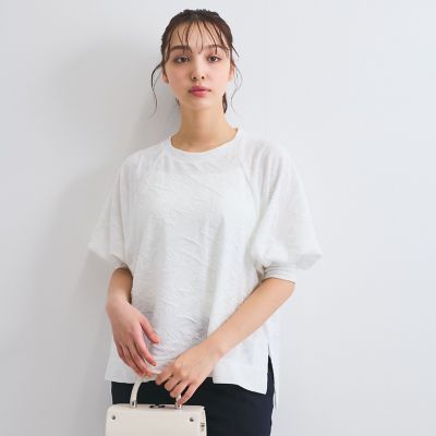 ＜QUEENS COURT（Women）＞フラワーカットジャガードトップス≪手洗い可能≫