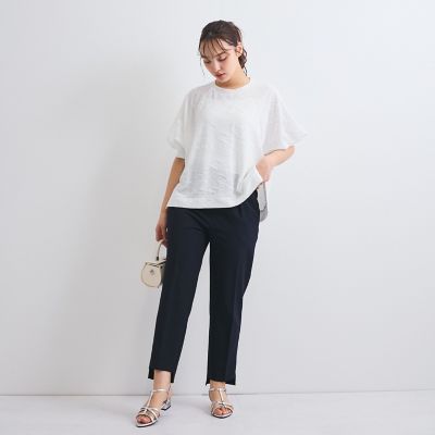 フラワーカットジャガードトップス≪手洗い可能≫
