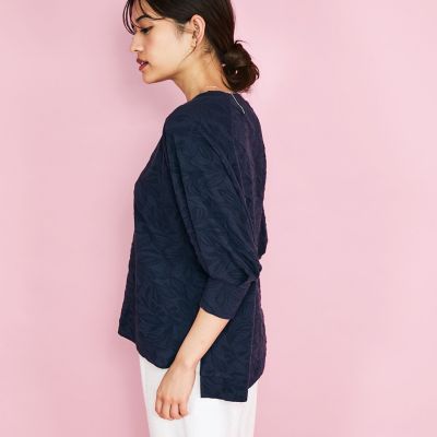 フラワーカットジャガードトップス≪手洗い可能≫