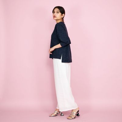 フラワーカットジャガードトップス≪手洗い可能≫