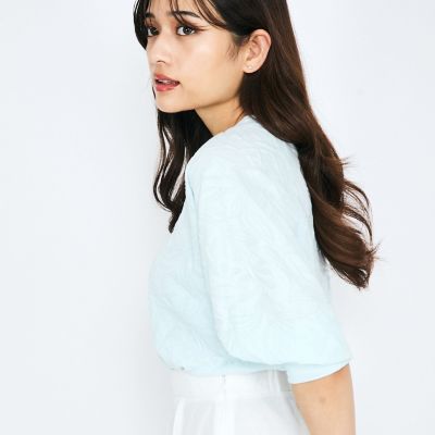 フラワーカットジャガードトップス≪手洗い可能≫