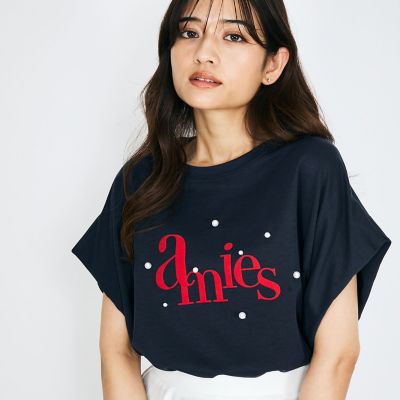 ＜QUEENS COURT（Women）＞【ＬＨＥＬＢＩＥ】パール付きロゴプリントＴシャツ≪洗濯機で洗える≫