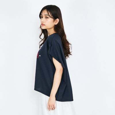 【LHELBIE】パール付きロゴプリントTシャツ≪洗濯機で洗える≫ QUEENS COURT｜【LHELBIE】パール付きロゴプリントTシャツ≪洗濯