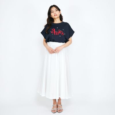 【LHELBIE】パール付きロゴプリントTシャツ≪洗濯機で洗える≫ QUEENS COURT｜【LHELBIE】パール付きロゴプリントTシャツ≪洗濯