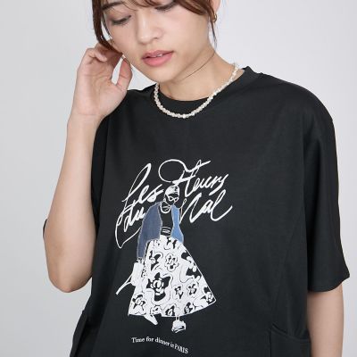 tシャツ ドールモチーフプロントTシャツ「手洗い可能」 レディース ドールモチーフプロントTシャツ≪手洗い可能≫ | QUEENS COURT