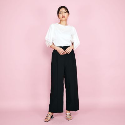 レース使いスリーブシルケットカットソー≪手洗い可能≫