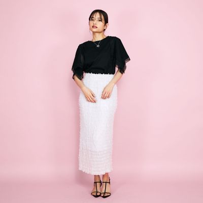 レース使いスリーブシルケットカットソー≪手洗い可能≫