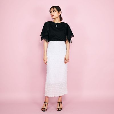 レース使いスリーブシルケットカットソー≪手洗い可能≫