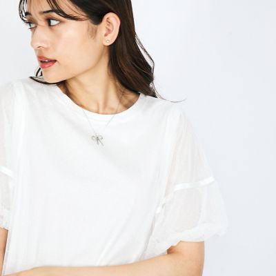 ドットチュールレイヤードカットソー≪手洗い可能≫
