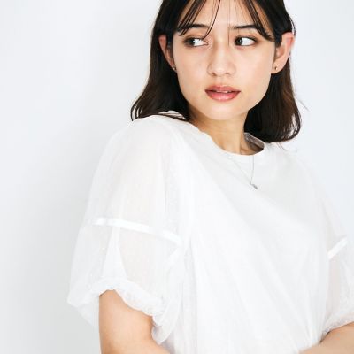 ドットチュールレイヤードカットソー≪手洗い可能≫