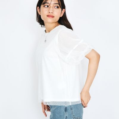 ドットチュールレイヤードカットソー≪手洗い可能≫