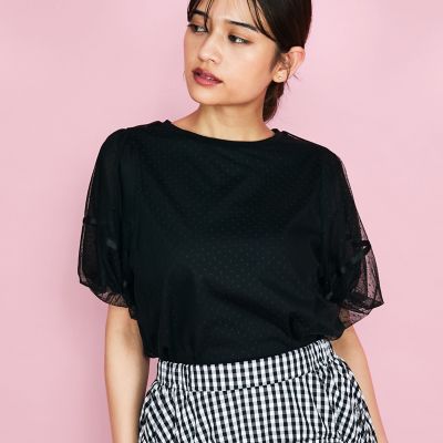 ドットチュールレイヤードカットソー≪手洗い可能≫