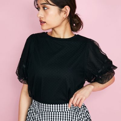 ドットチュールレイヤードカットソー≪手洗い可能≫