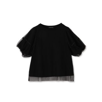 ドットチュールレイヤードカットソー≪手洗い可能≫