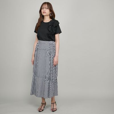 アシメショルダーフリルＴシャツ≪手洗い可能≫