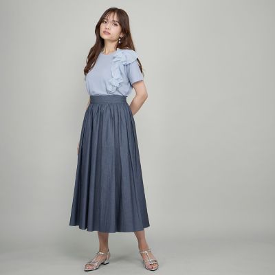 アシメショルダーフリルＴシャツ≪手洗い可能≫