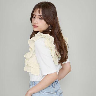 QUEENS COURT / クイーンズコート ギャザーフリルTシャツ≪手洗い可能≫ ギャザーフリルTシャツ≪手洗い可能≫ | QUEENS COURT（Women