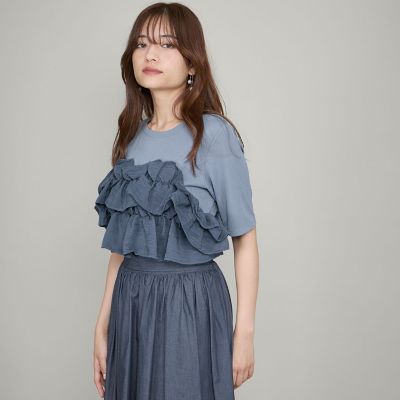 ギャザーフリルTシャツ≪手洗い可能≫ | QUEENS COURT（Women