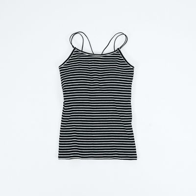 【SALE】QUEENS COURT（Women）/クイーンズコート カップ付きナローストラップボーダーキャミ&#8810;手洗い可能&#8811; 24ブラック系その他 トップス【三越伊勢丹/公式】