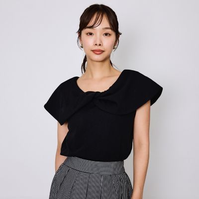 【SALE】QUEENS COURT（Women）/クイーンズコート カットジョーゼットケーププルオーバー&#8810;洗濯機で洗える&#8811; 04ブラック トップス【三越伊勢丹/公式】