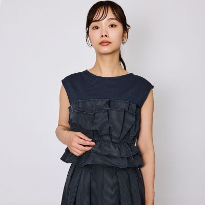 ＜QUEENS COURT（Women）＞タフタチェックビスチェレイヤードカットソー≪手洗い可能≫