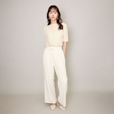 【オフホワイト】シアーベロアデザインプルオーバー シアーベロアタックデザインプルオーバー｜LOUNIE（ルーニィ）公式