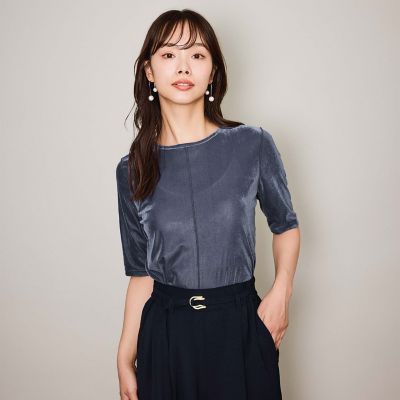 ＜QUEENS COURT（Women）＞シアーベロアセンターシームプルオーバー≪手洗い可能≫