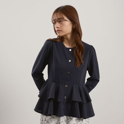 ＜QUEENS COURT（Women）＞カットＪＱＤダブルペプラムカーディガン≪手洗い可能≫