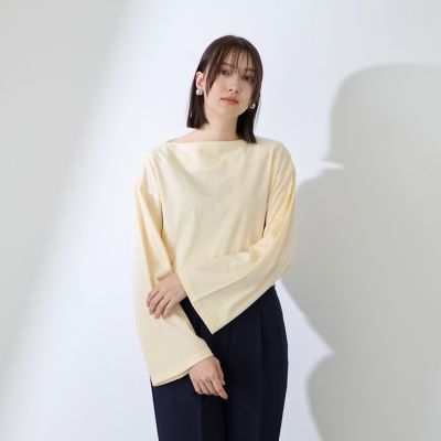 ＜QUEENS COURT（Women）＞ハイゲージ天竺ボートネックプルオーバー