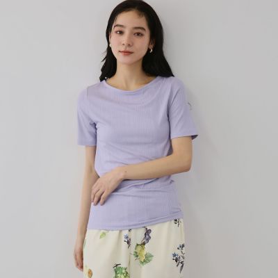 ＜QUEENS COURT（Women）＞ニュアンスストレッチリブプルオーバー