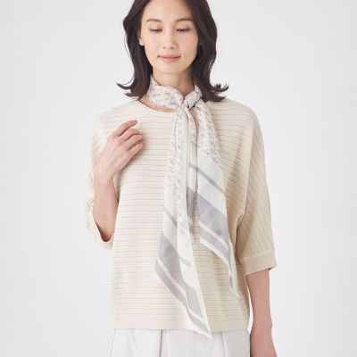 ＜TRANSWORK (Women)＞【ウォッシャブル】剣先幾何ストール