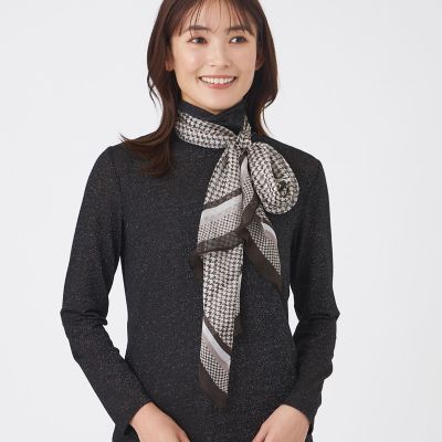レオナール ♡ シルクシフォン 大判スカーフ オールシーズン ブラックベース 千鳥シルクシフォン剣先スカーフ | TRANSWORK (Women)/トランスワーク