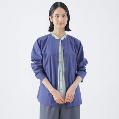 ＜TRANSWORK (Women)＞【はっ水】【ウォッシャブル】Ｔ／Ｃタッサーノーカラーブルゾン