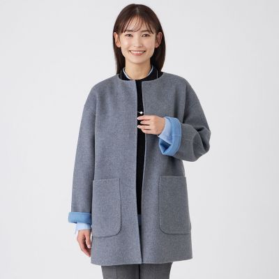 最終値下　新品ドゥロワー　リバーシブルウールコート38 ウォッシャブル】リバーシブルバイカラーリバーメルトンコート