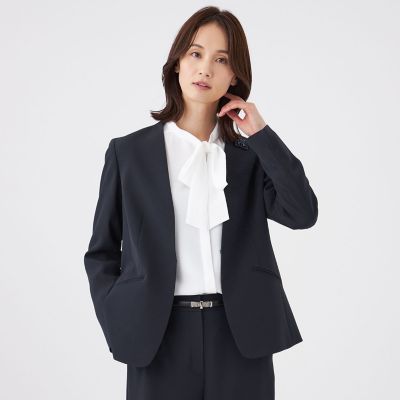 ＜TRANSWORK (Women)＞【美シリーズ・セットアップ対応・ウォッシャブル】バックサテンジョーゼットジャケット