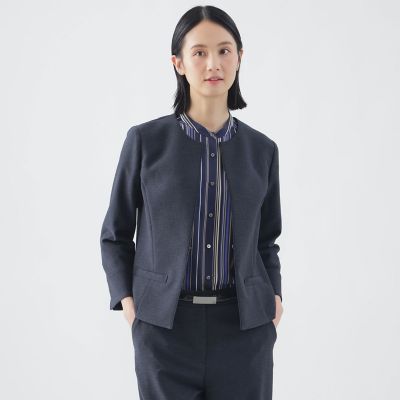 ＜TRANSWORK (Women)＞【美シリーズ】【セットアップ対応】【吸水速乾】【接触冷感】【防しわ】【ウォッシャブル】エバレットクロスノーカラージャケット