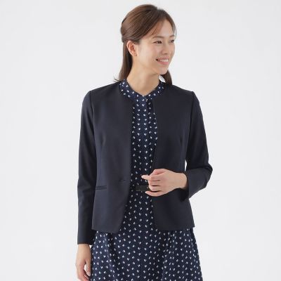 ＜TRANSWORK (Women)＞【美シリーズ】【ウォッシャブル】【セットアップ対応】トリアセスビンモクロディノーカラージャケット