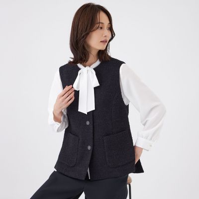 ＜TRANSWORK (Women)＞【ウォッシャブル】ミックスツィードジレ