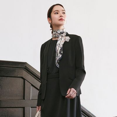 ＜TRANSWORK (Women)＞【美シリーズ】【ウォッシャブル】【セットアップ対応】トリアセトリコノーカラージャケット