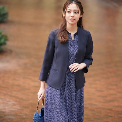 ＜TRANSWORK (Women)＞【美シリーズ】【ＵＶ対策】【着用しわ軽減】【ウォッシャブル】エアリーコードレーンノーカラージャケット