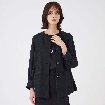 ＜TRANSWORK (Women)＞【ウォッシャブル】ペーパーヤーンファンシージレ