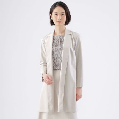 ＜TRANSWORK (Women)＞【美シリーズ】【セットアップ対応】【ウォッシャブル】トリアセスビンポンチロングジャケット